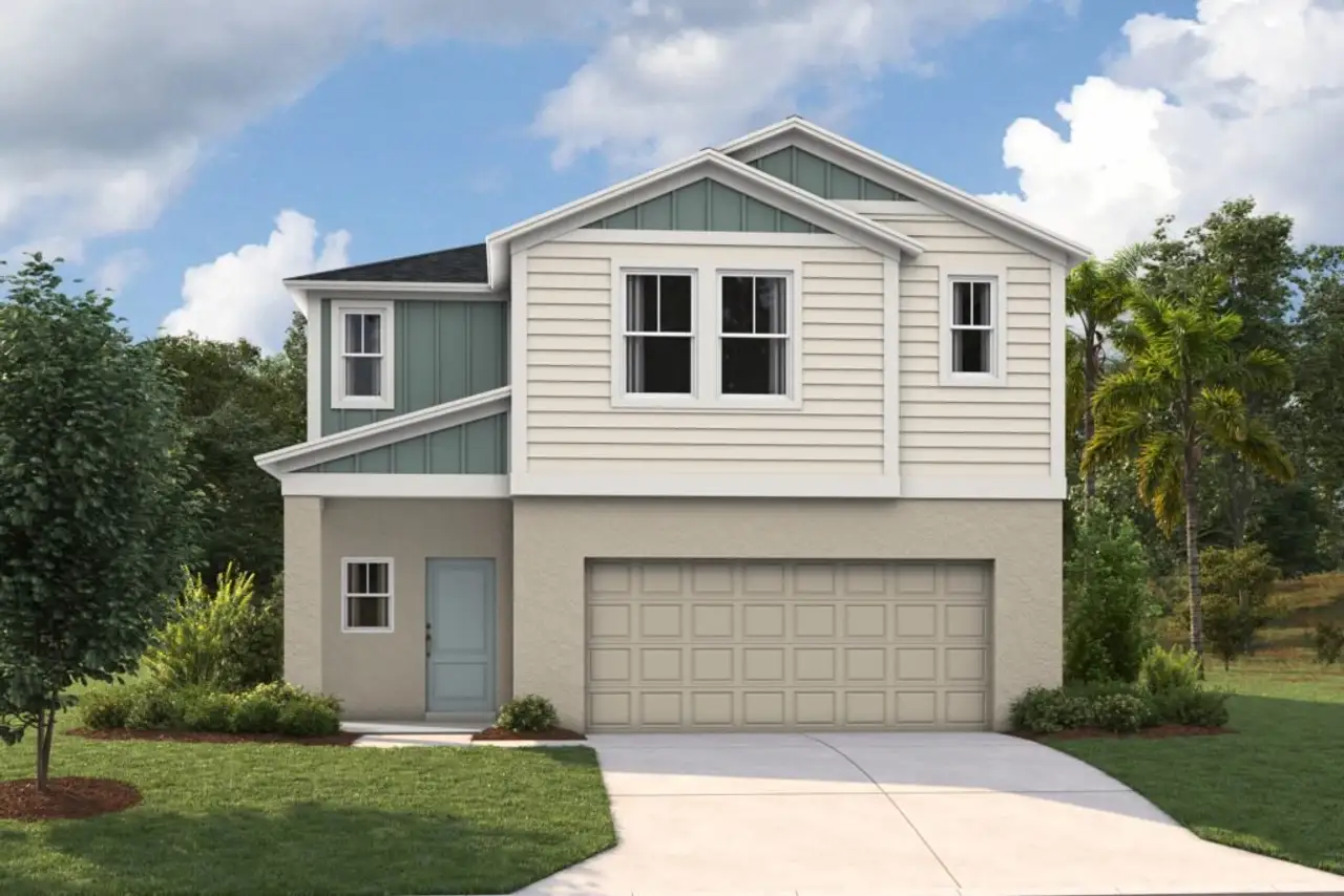 Front exterior of a new home in Villa Mar, Winter Haven, FL, highlighting curb appeal (Image 2). Front exterior of a new home in Villa Mar, Winter Haven, FL, highlighting curb appeal (Image 2).