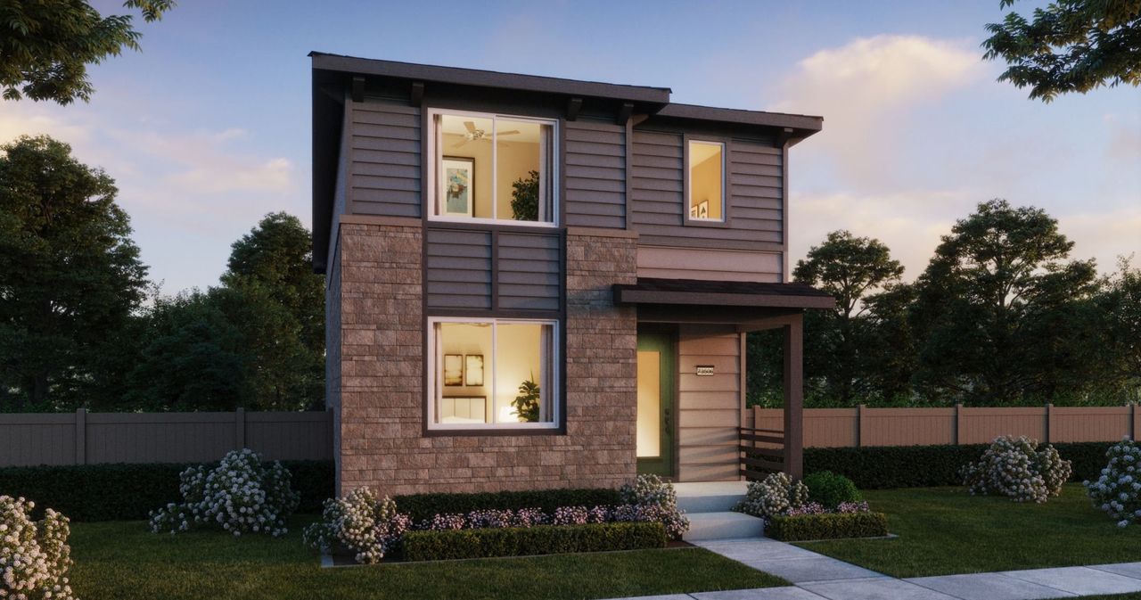 Representative exterior photo of a completed home built from the Plan 5 by New Home Co. in Woodrose at Painted Prairie, Aurora, CO (Image 2).