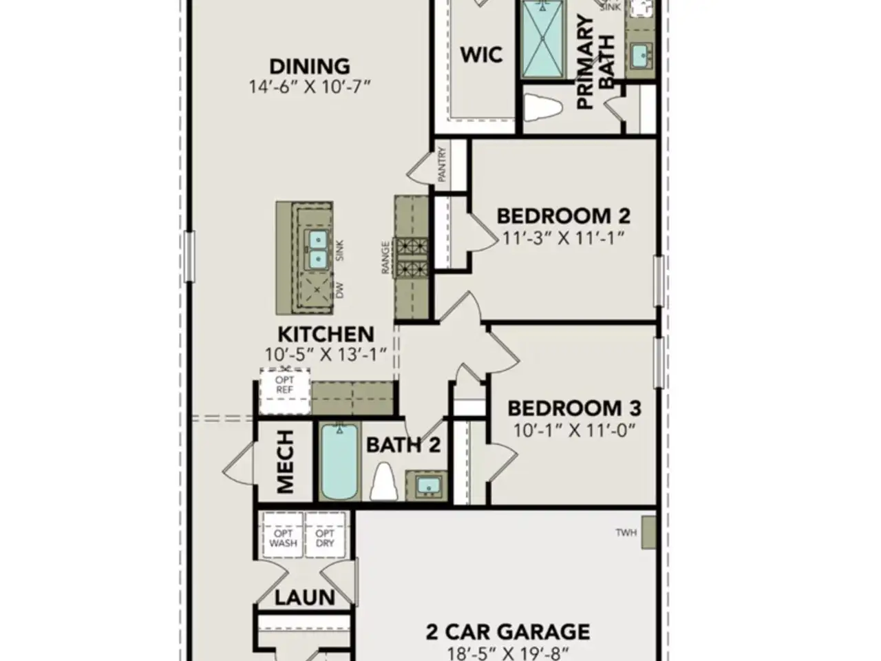 2D floor plan layout of this home in Agave, San Antonio, TX (Image 2).