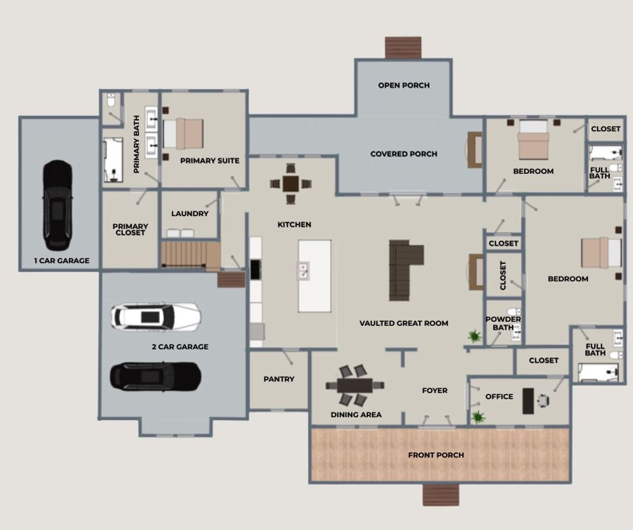 2D floor plan layout for the Garrison by Riverstone Construction, LLC in Jasper Highlands, Guild, TN (Image 2).