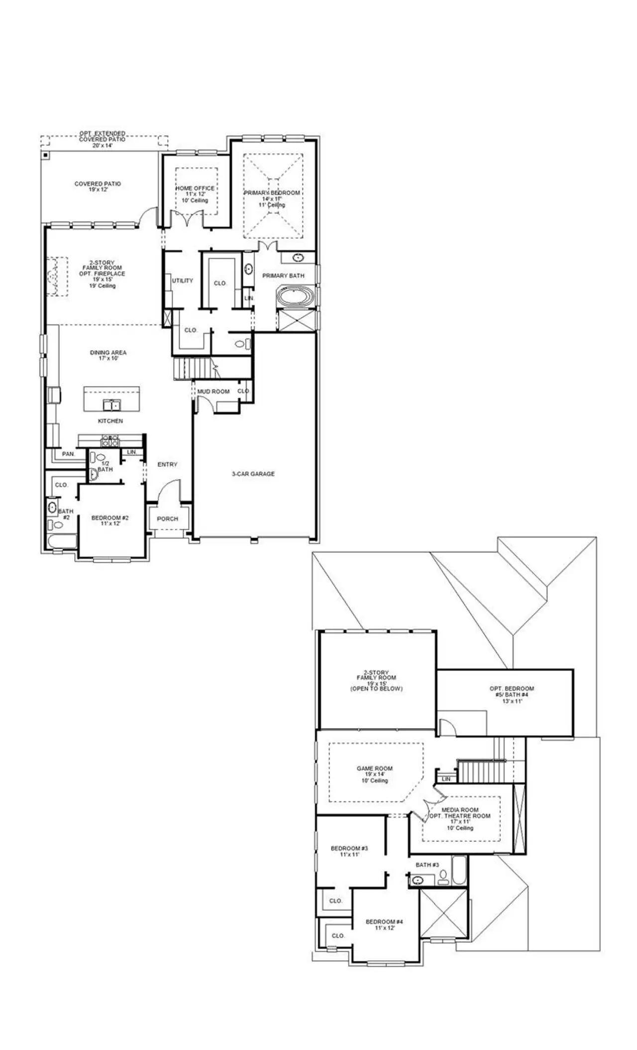 2D floor plan layout of this home in Lariat 60', Liberty Hill, TX (Image 2).