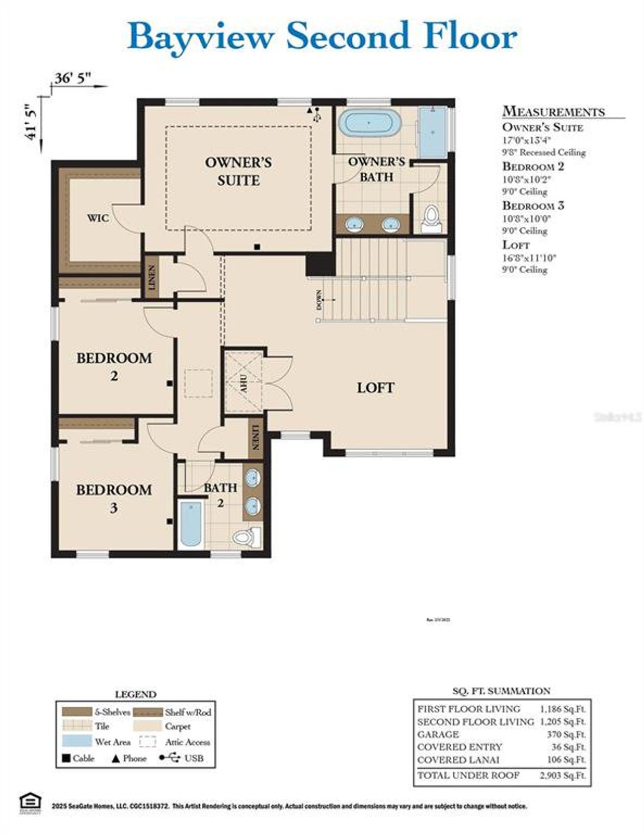 2D floor plan layout of this home in Beachview Cove, Ormond Beach, FL (Image 2).