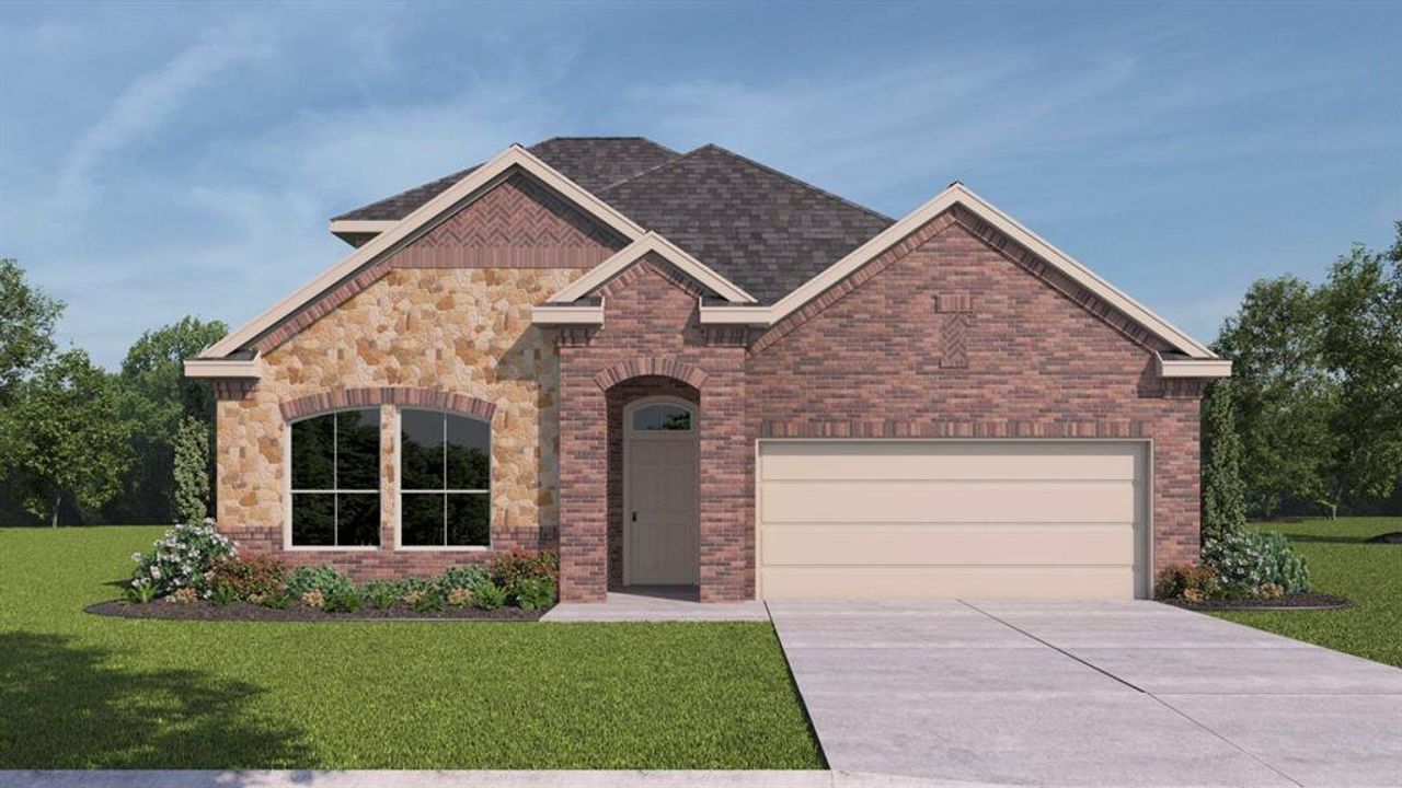 Front exterior of a new home in Madera, Royse City, TX, highlighting curb appeal (Image 2).
