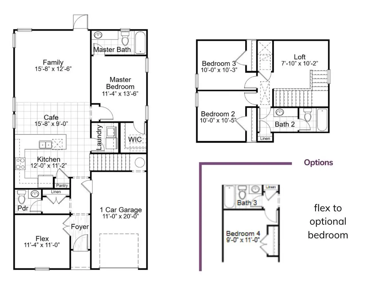 2D floor plan layout of this home in Founder's Park, Summerville, SC (Image 2).