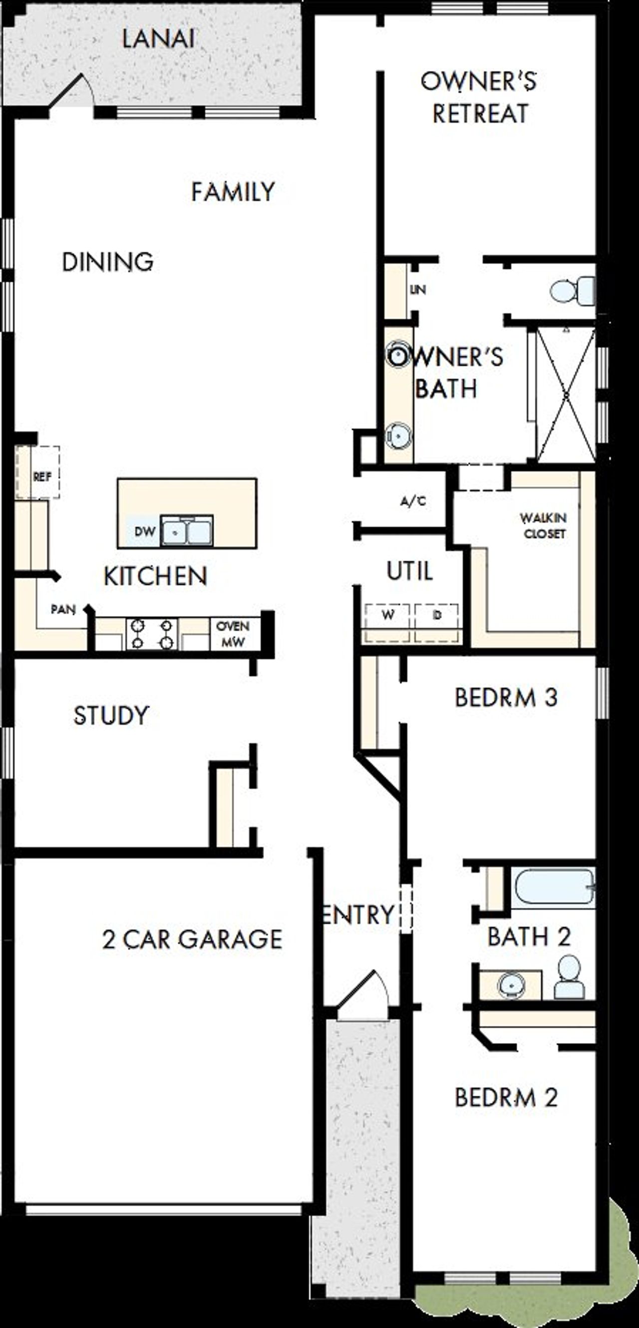 2D floor plan layout of this home in Waterset Tradition Series, Apollo Beach, FL (Image 2). 2D floor plan layout of this home in Waterset Tradition Series, Apollo Beach, FL (Image 2).