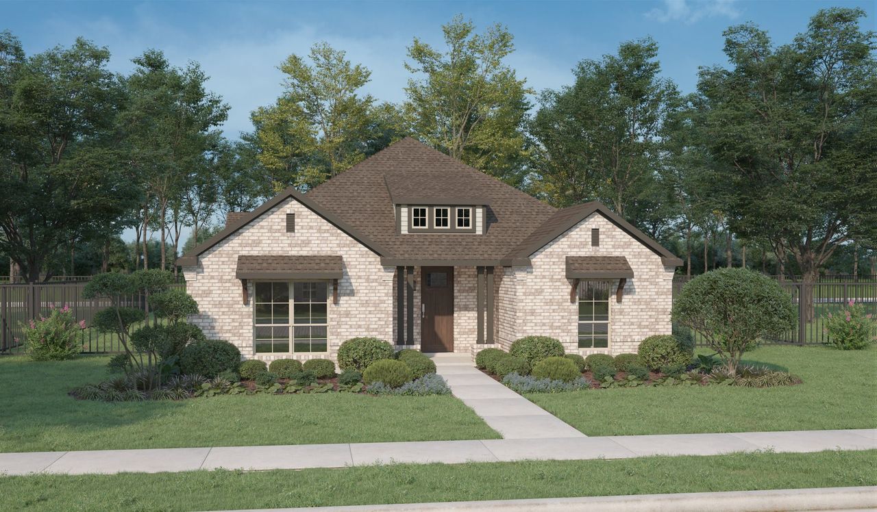 Front exterior of a new home in Dove Hollow, Waxahachie, TX, highlighting curb appeal (Image 2).