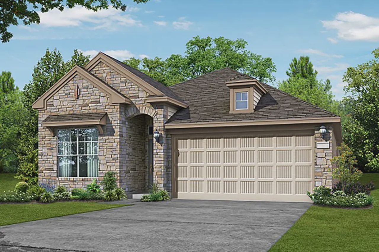 Front exterior of a new home in Beacon Point, Texas City, TX, highlighting curb appeal (Image 2).