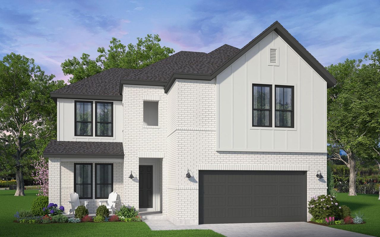 Representative exterior photo of a completed home built from the Oxford by Brookfield Residential in Midline, Webster, TX (Image 2).