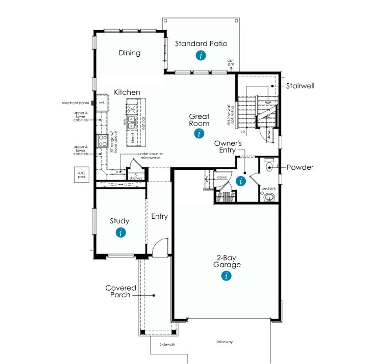 2D floor plan layout for the 3671 Whitney by Shea Homes in Portrait at The Canyons, Castle Pines, CO (Image 2). 2D floor plan layout for the 3671 Whitney by Shea Homes in Portrait at The Canyons, Castle Pines, CO (Image 2).