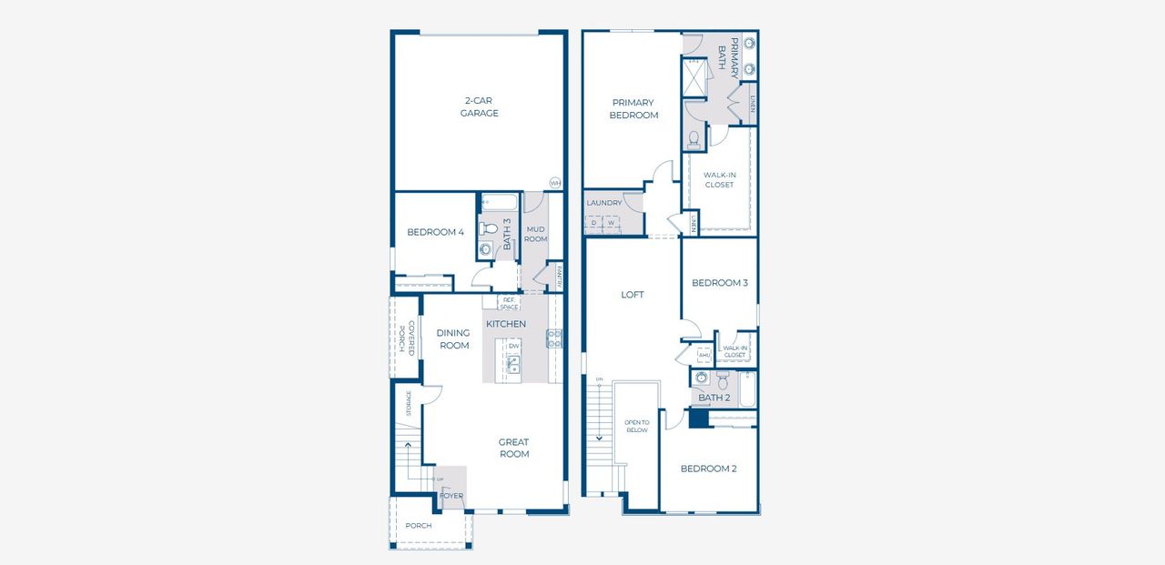 2D floor plan layout of this home in Spring Walk at The Junction, Debary, FL (Image 2).