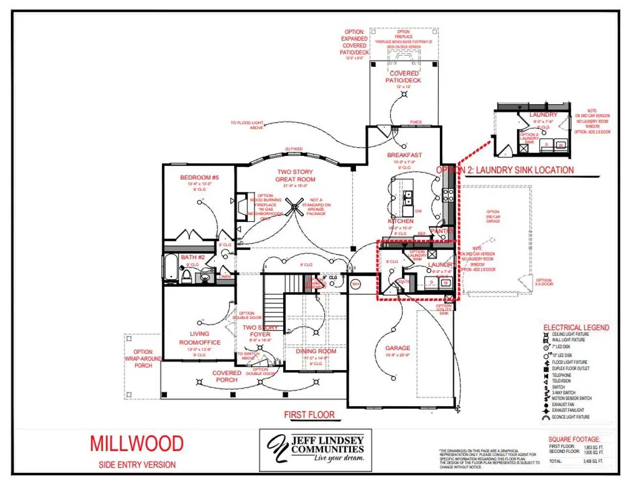 2D floor plan layout for the Millwood F by Jeff Lindsey Communities in Ellerbe, Newnan, GA (Image 2).