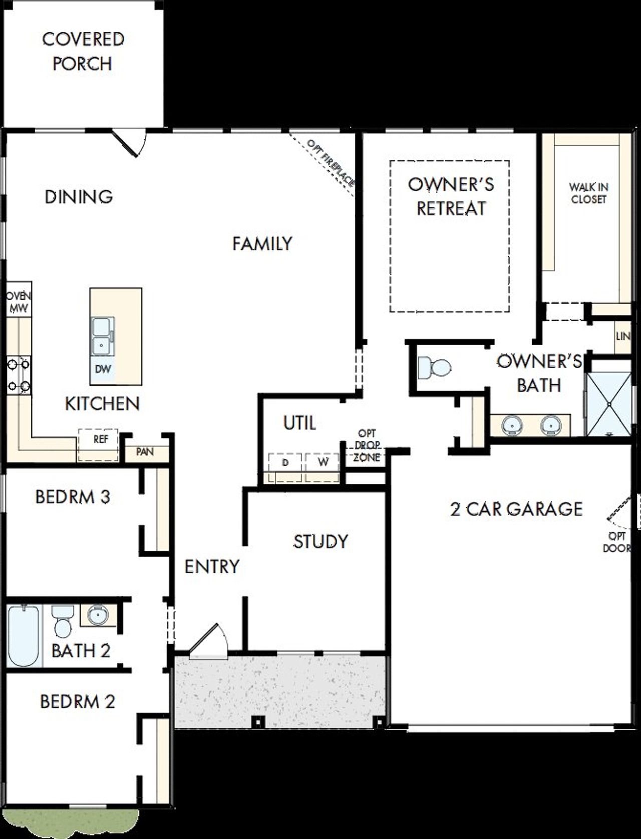 2D floor plan layout of this home in Encore at Harmony, Harrisburg, NC (Image 2).