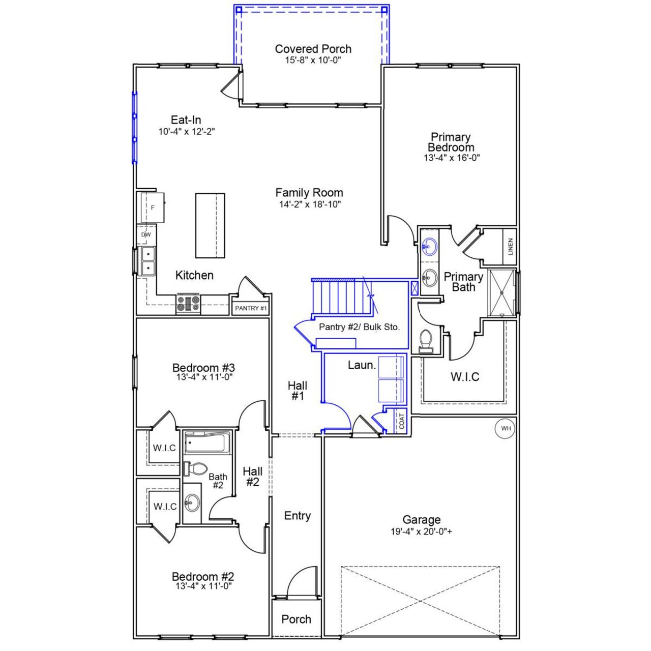 2D floor plan layout of this home in Citadel Point at Southbridge, Sneads Ferry, NC (Image 2).