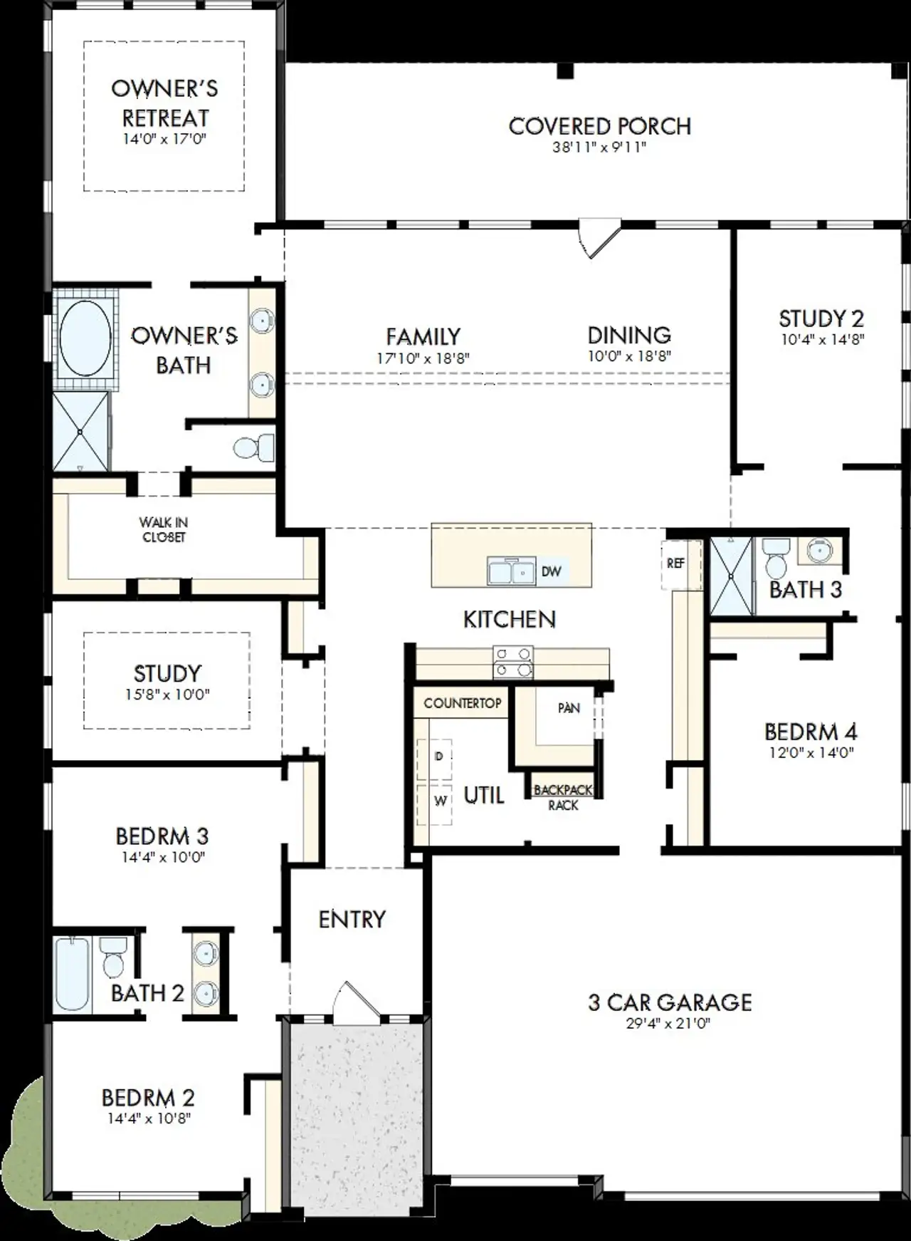 2D floor plan layout of this home in ARTAVIA - Parkview Collection, Conroe, TX (Image 2).