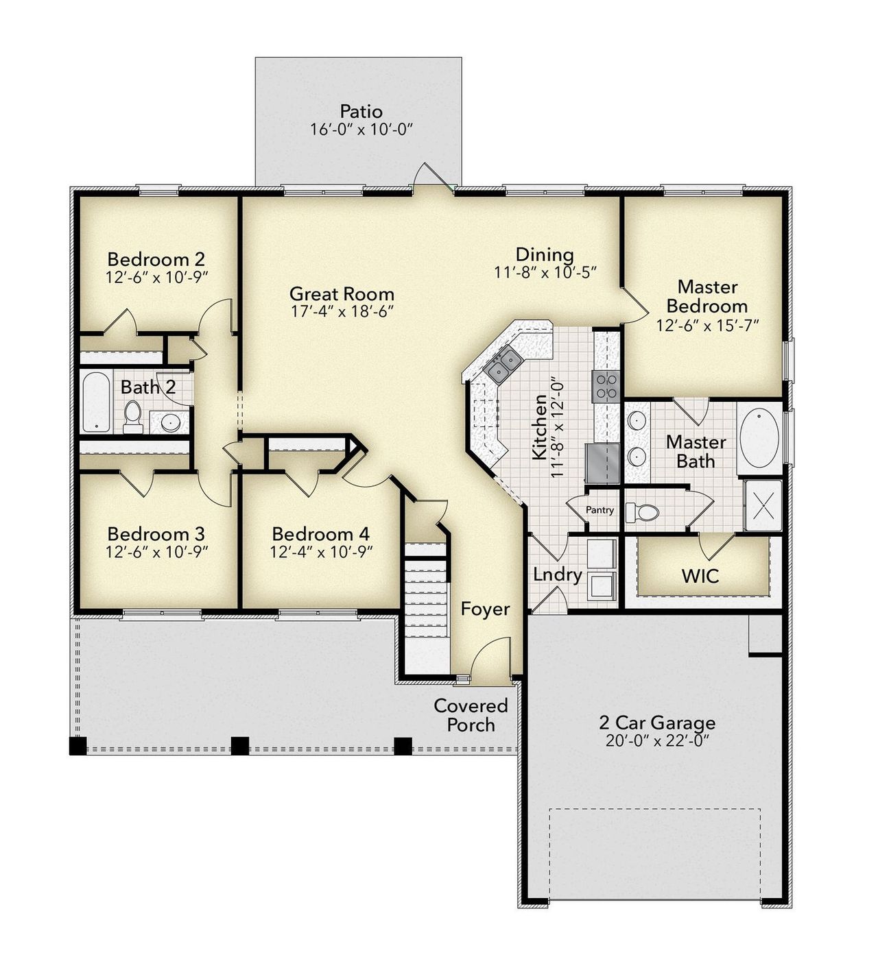2D floor plan layout of this home in Blossom Grove, Milton, FL (Image 2).
