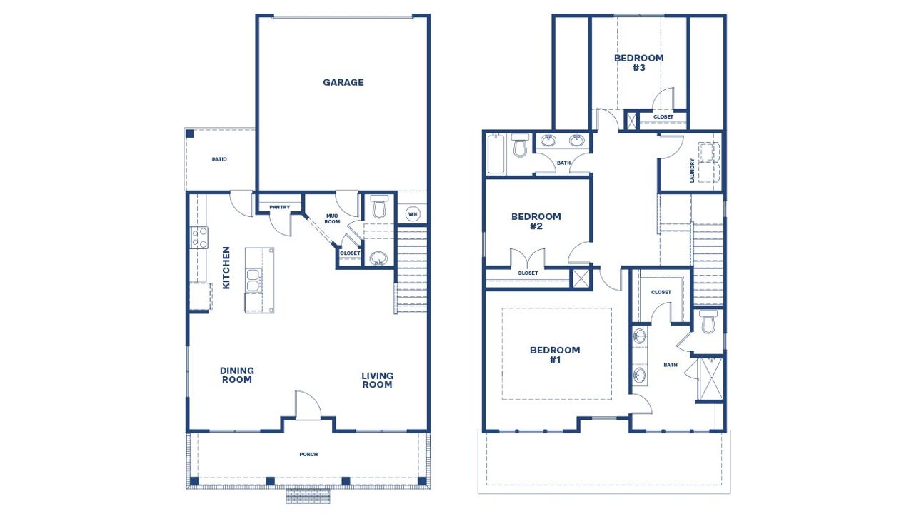 2D floor plan layout of this home in Brookland Commons, Monroe, GA (Image 2).