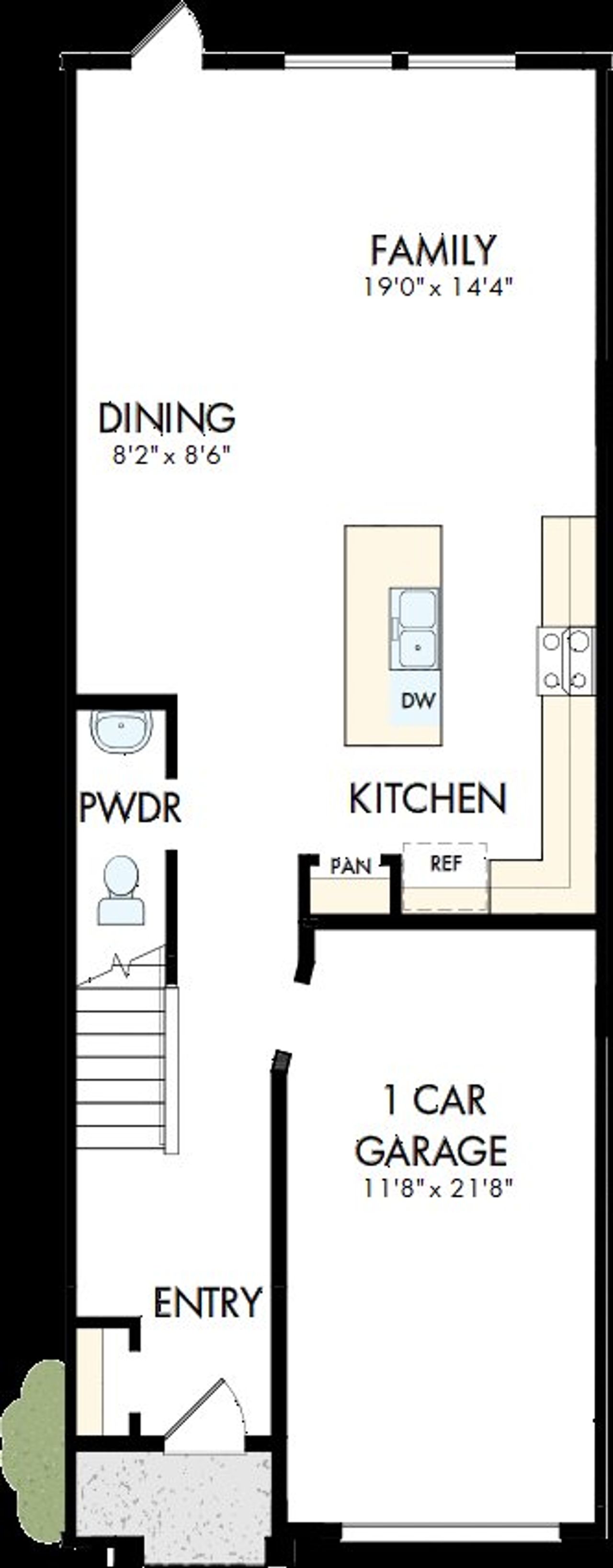 2D floor plan layout of this home in Waterset Townhomes, Apollo Beach, FL (Image 2).