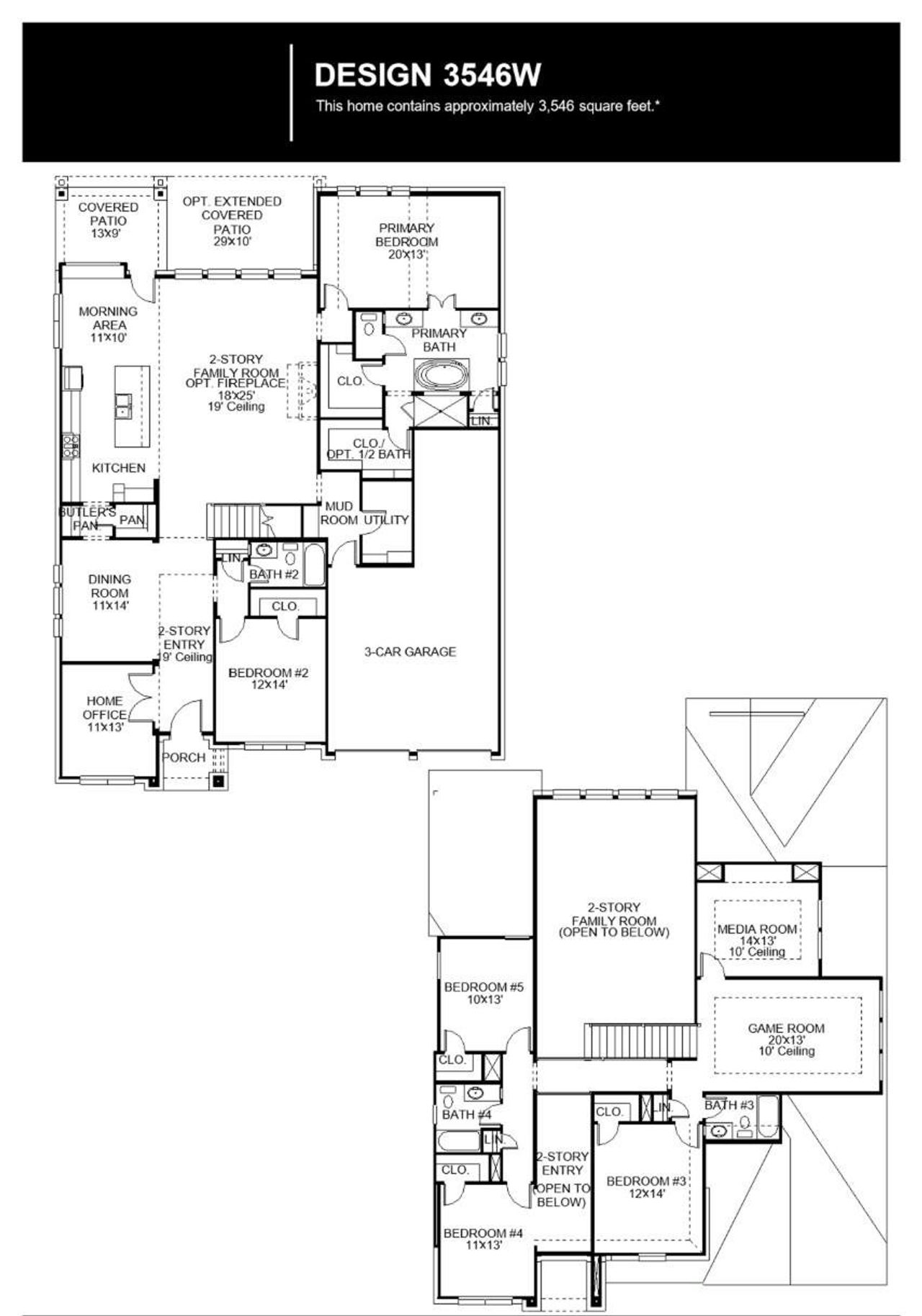 2D floor plan layout of this home in Lariat 60', Liberty Hill, TX (Image 2).