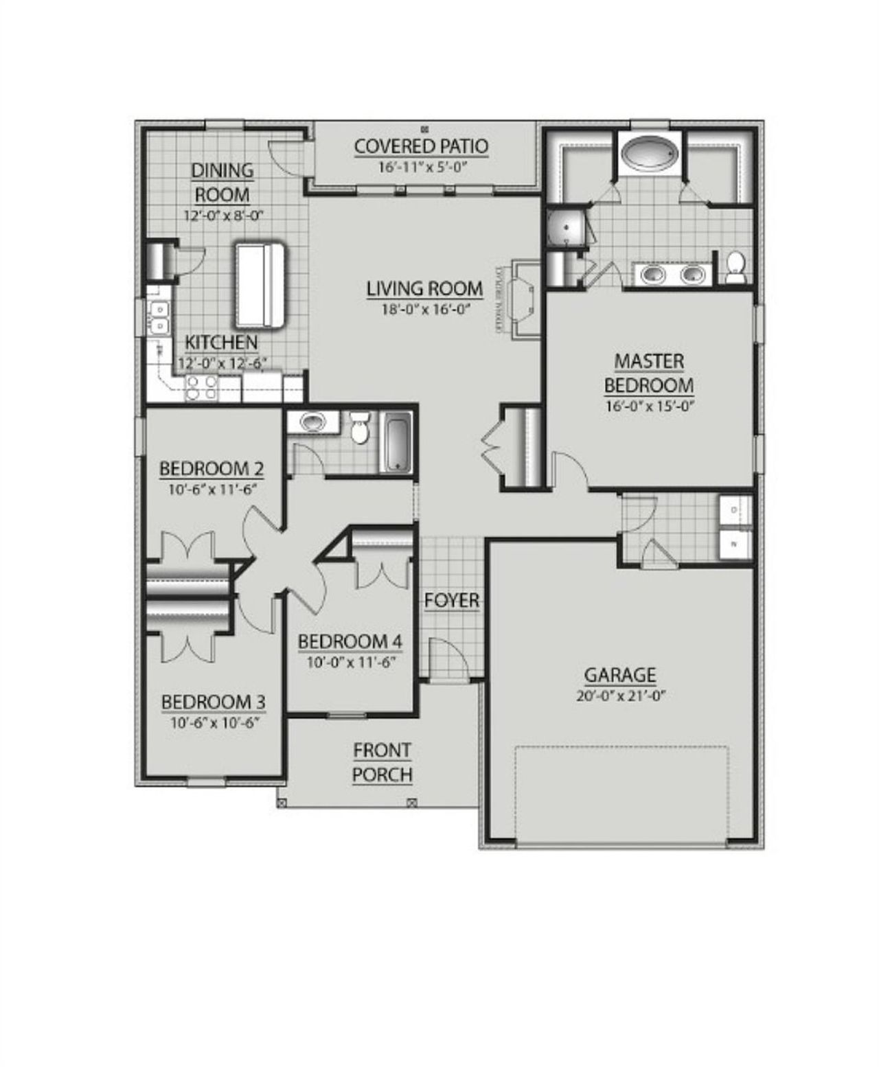 2D floor plan layout of this home in Cardinal Estates, Bridge City, TX (Image 2).