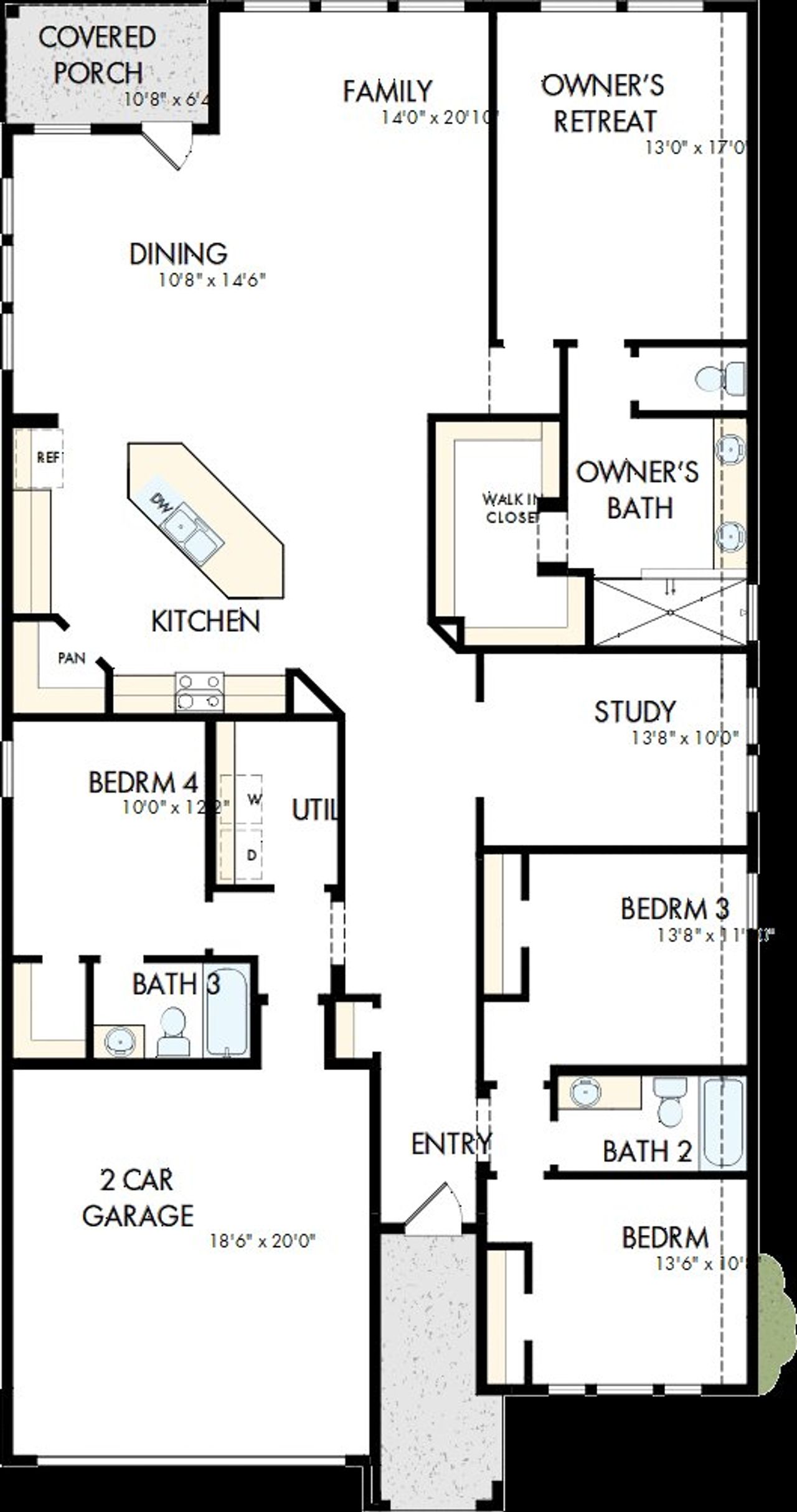 2D floor plan layout of this home in Flat Creek, Castroville, TX (Image 2).