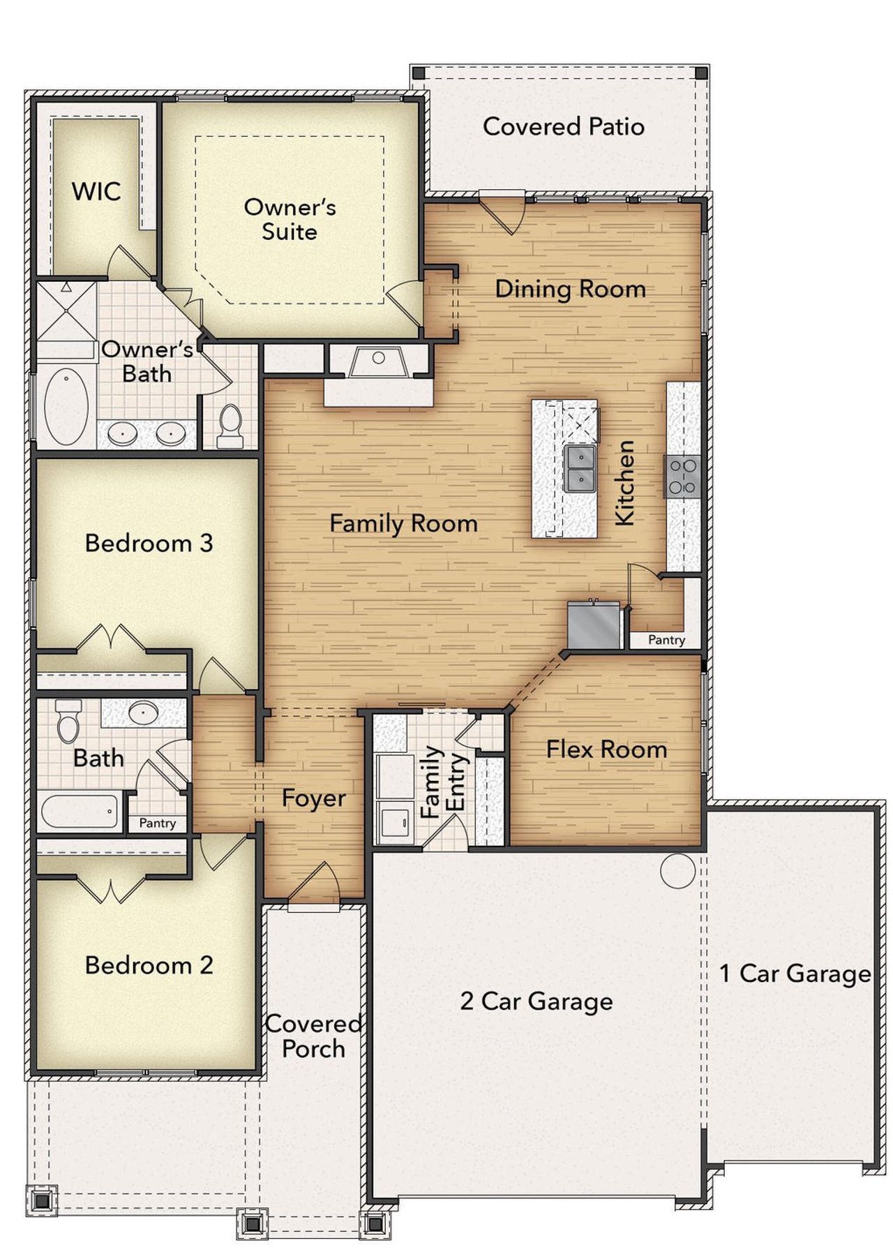 2D floor plan layout of this home in Waterford Park, Weatherford, TX (Image 2).