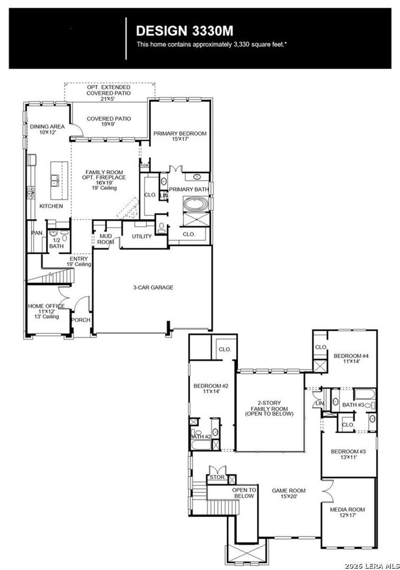 2D floor plan layout of this home in Johnson Ranch, Bulverde, TX (Image 2).