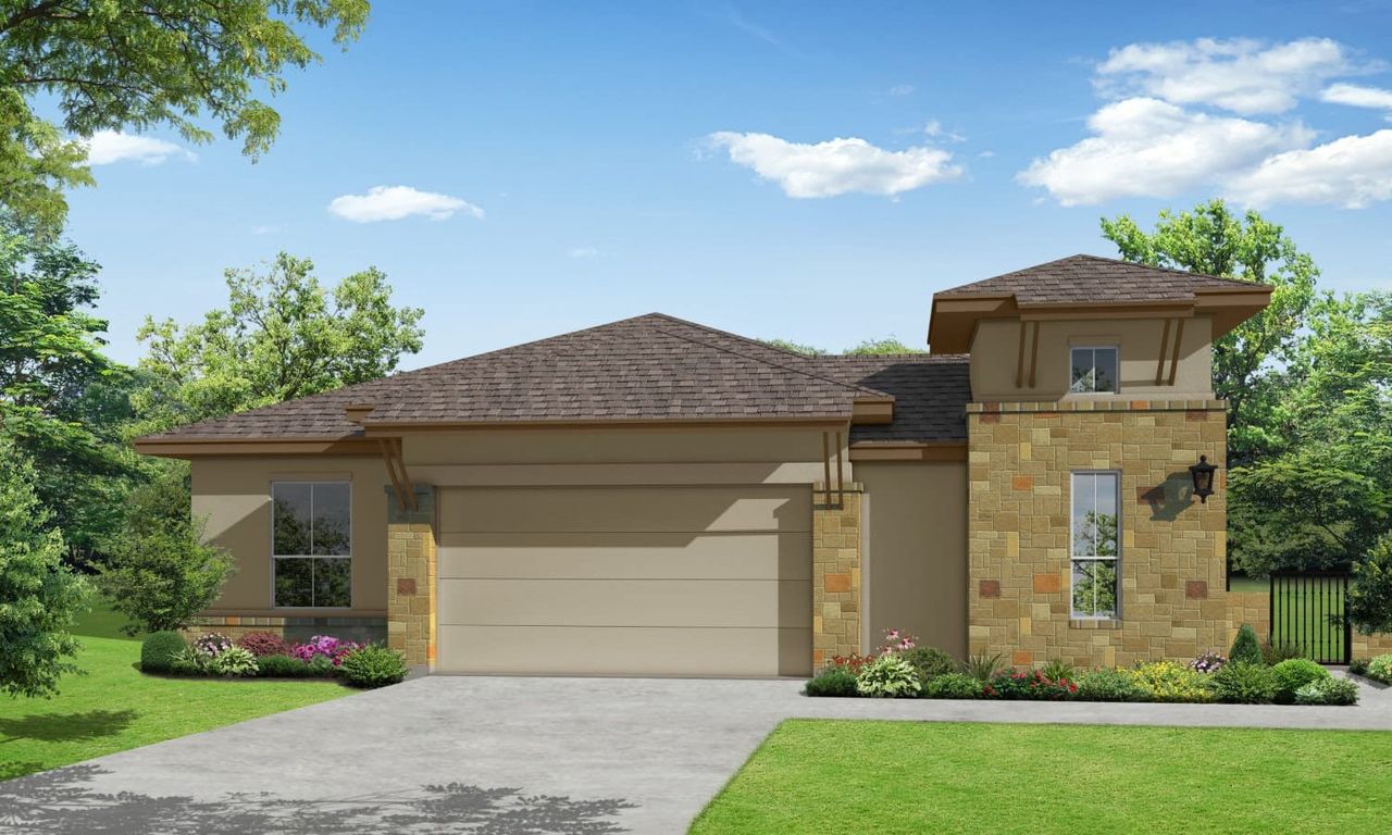 Representative exterior photo of a completed home built from the Barletta by Sitterle Homes in El Sonido at Campanas, San Antonio, TX (Image 2). Representative exterior photo of a completed home built from the Barletta by Sitterle Homes in El Sonido at Campanas, San Antonio, TX (Image 2).