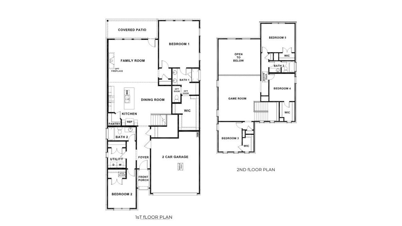 2D floor plan layout of this home in The Landing at Hidden Lakes, McKinney, TX (Image 2).