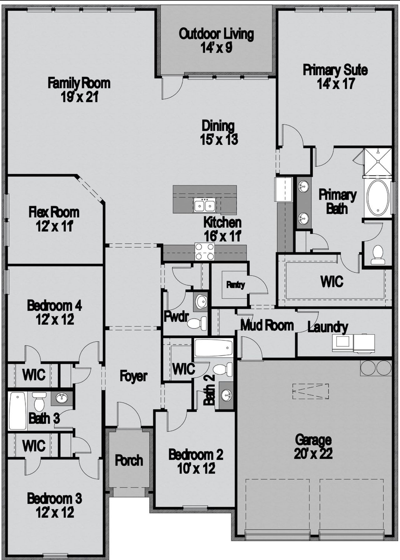 2D floor plan layout of this home in Myrtle Creek, Waxahachie, TX (Image 2). 2D floor plan layout of this home in Myrtle Creek, Waxahachie, TX (Image 2).