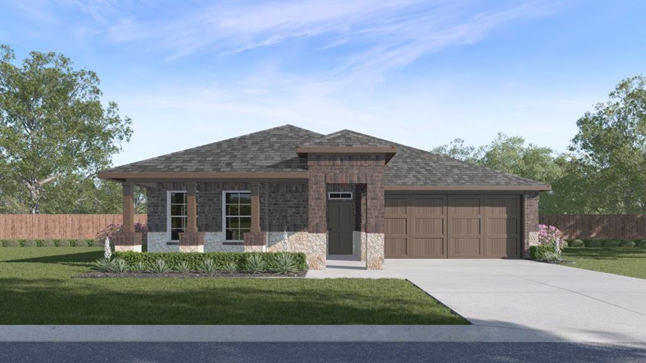 Front exterior of a new home in Saddlebrook, Waxahachie, TX, highlighting curb appeal (Image 2).