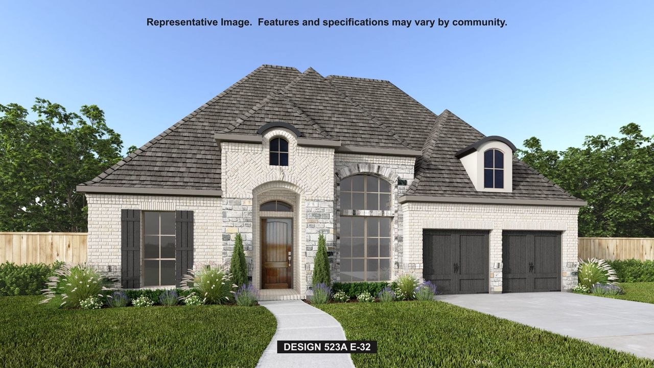 Representative exterior photo of a completed home built from the 523A by Britton Homes in Mustang Lakes 60', McKinney, TX (Image 2).
