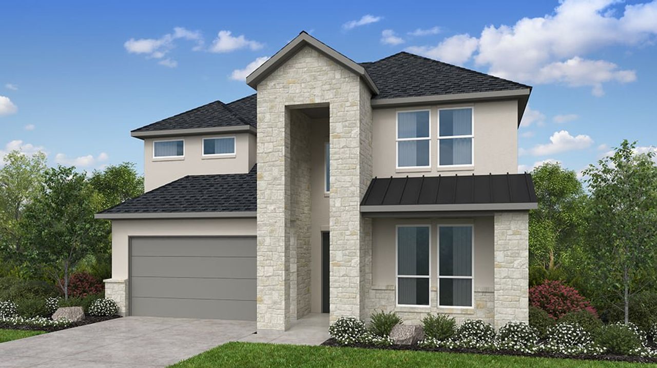 Representative exterior photo of a completed home built from the Riley by Taylor Morrison in Blue Creek Trails, Richmond, TX (Image 2). Representative exterior photo of a completed home built from the Riley by Taylor Morrison in Blue Creek Trails, Richmond, TX (Image 2).