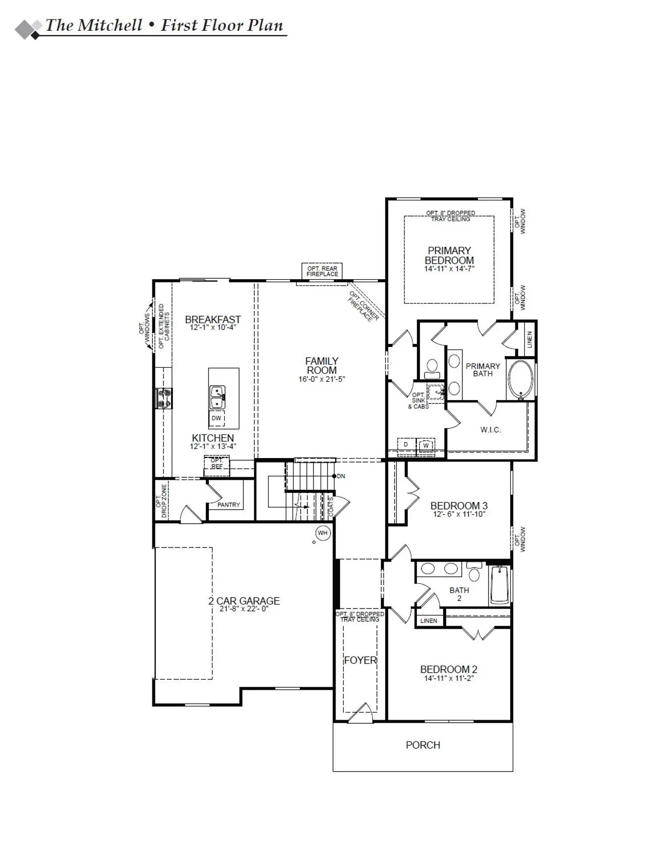 2D floor plan layout of this home in Waterford Commons, Rock Hill, SC (Image 2). 2D floor plan layout of this home in Waterford Commons, Rock Hill, SC (Image 2).