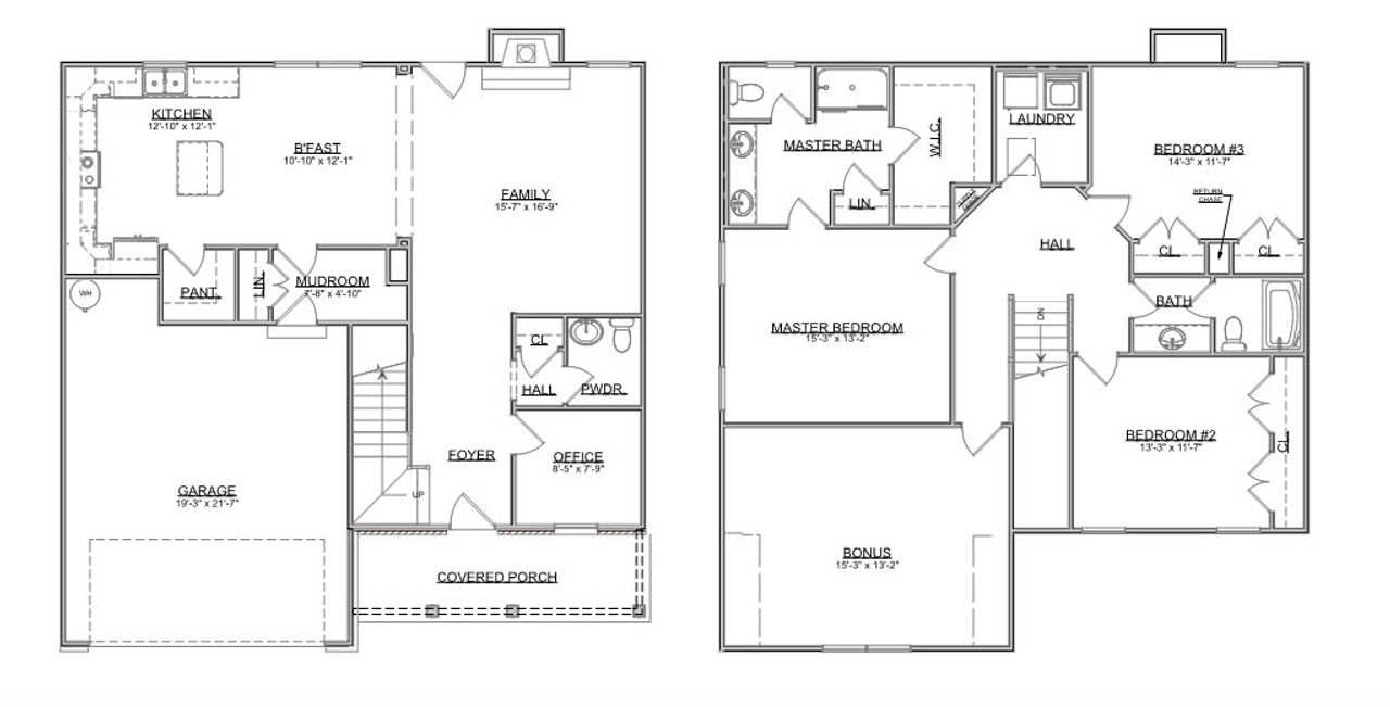 2D floor plan layout for the The Bristol by Smithbilt Homes in Farm At Riverbend, Pigeon Forge, TN (Image 2).