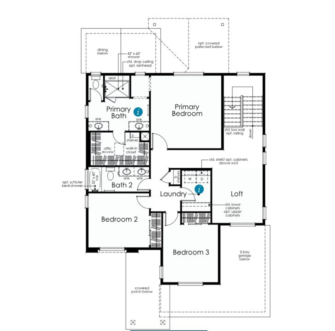 2D floor plan layout for the 3671 Whitney by Shea Homes in Portrait at The Canyons, Castle Pines, CO (Image 2).