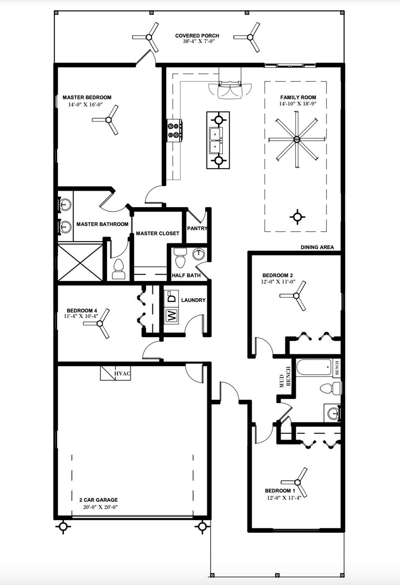 2D floor plan layout for the Hayleigh II by Weseman Homes & Renovations in Grand Oaks, Gainesville, FL (Image 2).
