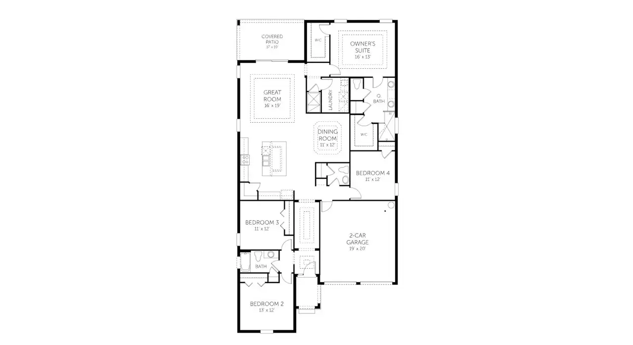 2D floor plan layout of this home in Hills of Minneola, Minneola, FL (Image 2). 2D floor plan layout of this home in Hills of Minneola, Minneola, FL (Image 2).