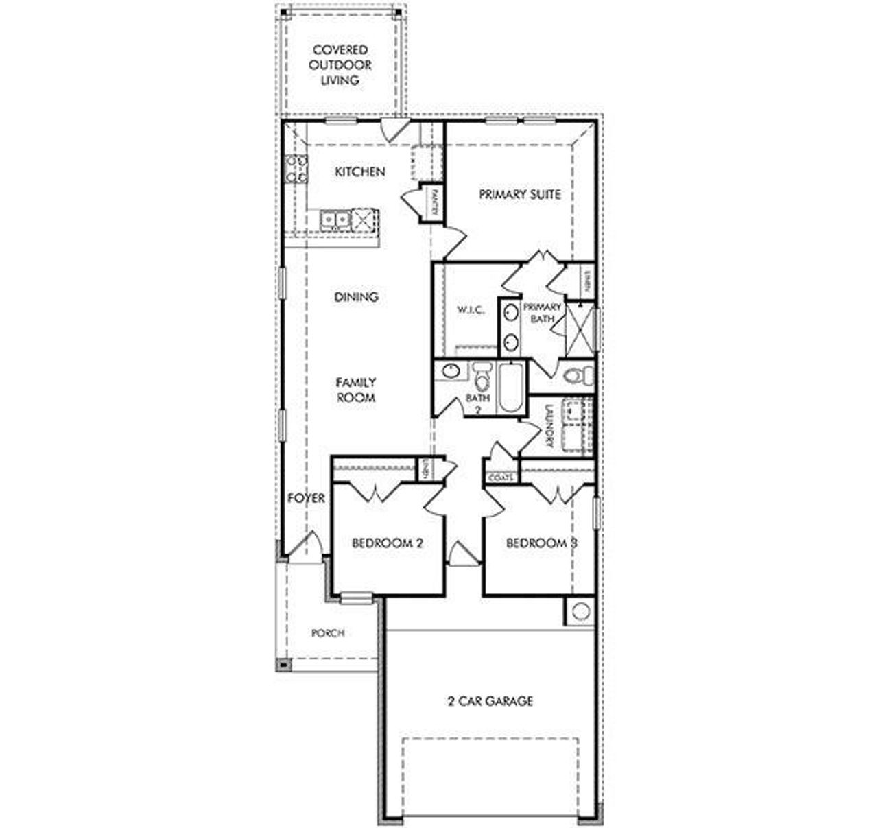 2D floor plan layout of this home in Turner's Crossing - Americana Collection, Buda, TX (Image 2).
