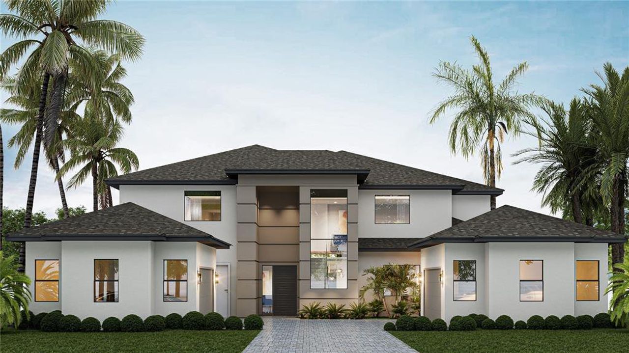 Front exterior of a new home in Bella Collina, Montverde, FL, highlighting curb appeal (Image 2).