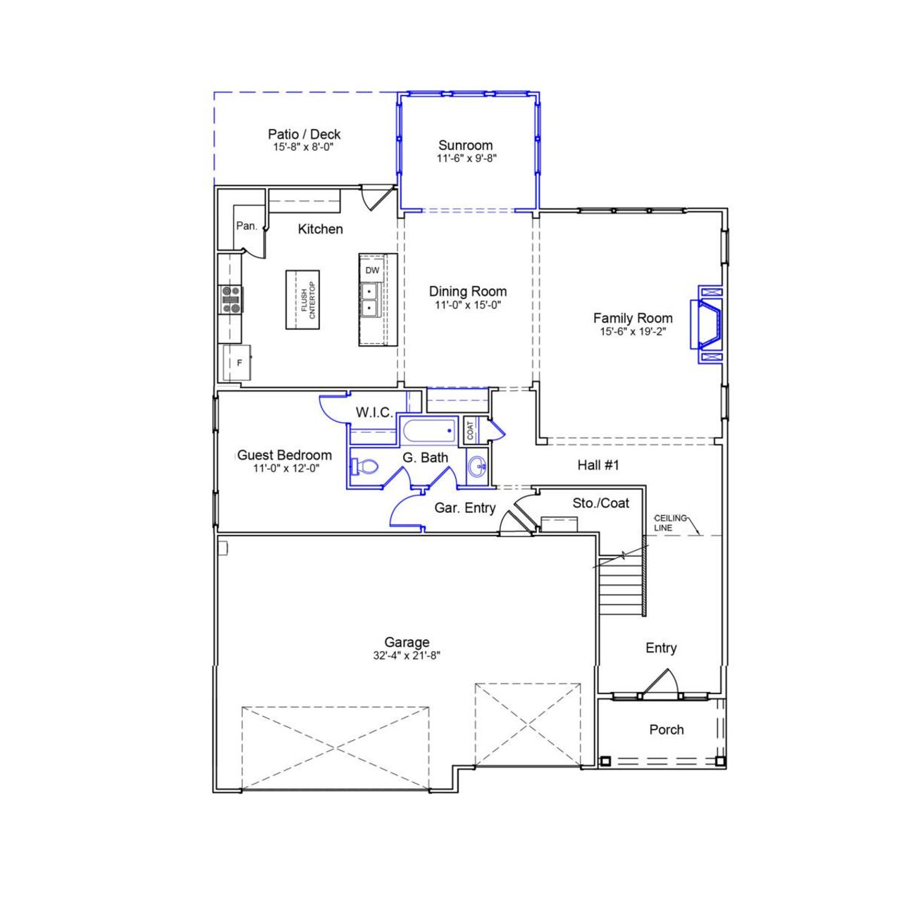 2D floor plan layout of this home in Fieldstone, Lexington, NC (Image 2).