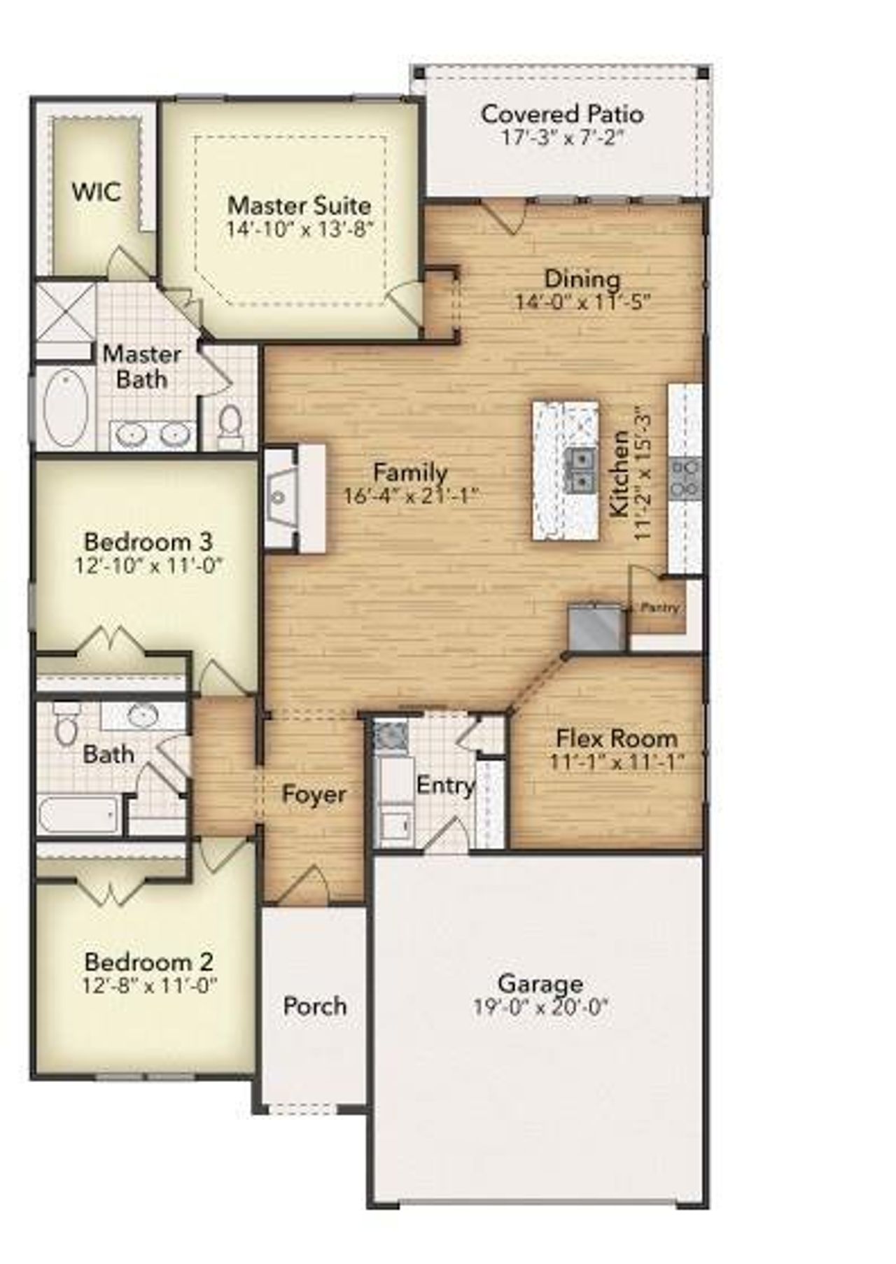 2D floor plan layout of this home in Liberty Pointe, Gainesville, TX (Image 2).