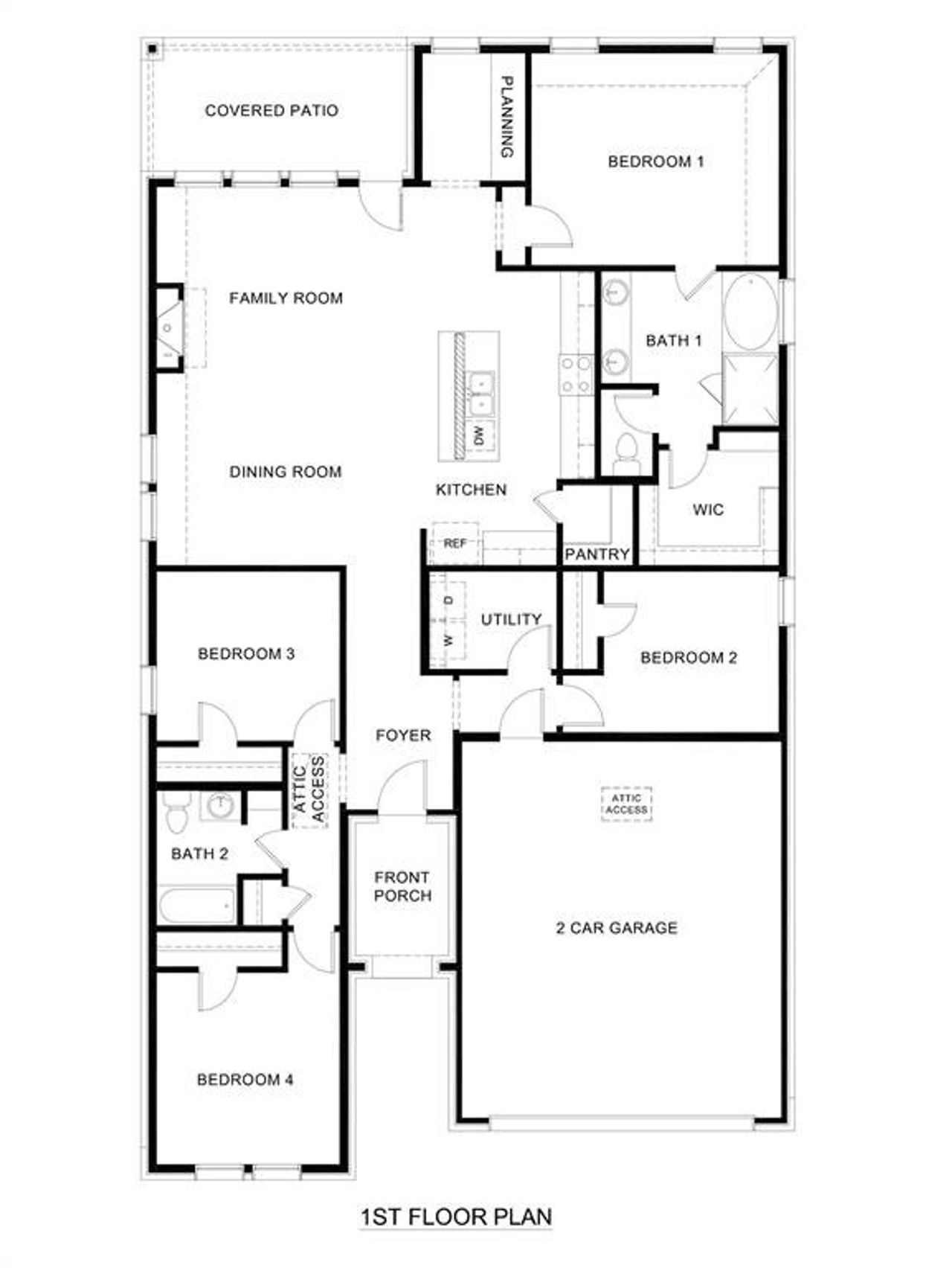 2D floor plan layout of this home in The Woods at Lindsey Place, Anna, TX (Image 2).