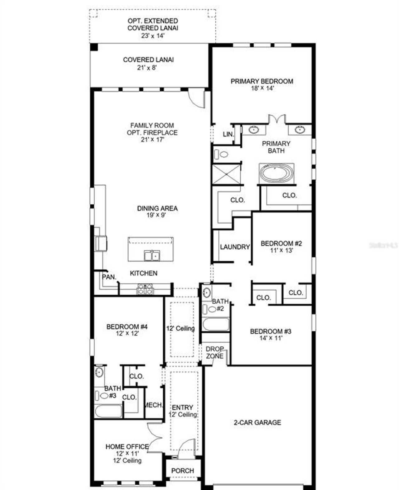 2D floor plan layout of this home in Star Farms at Lakewood Ranch, Bradenton, FL (Image 2).