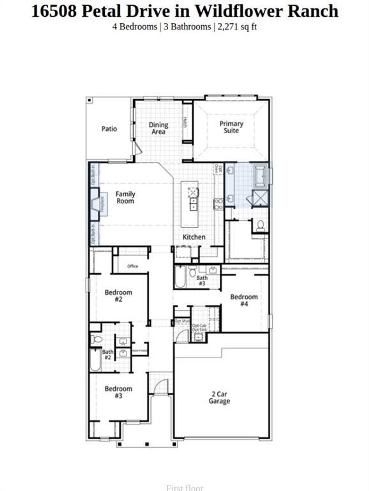 2D floor plan layout of this home in Wildflower Ranch, Dish, TX (Image 2).