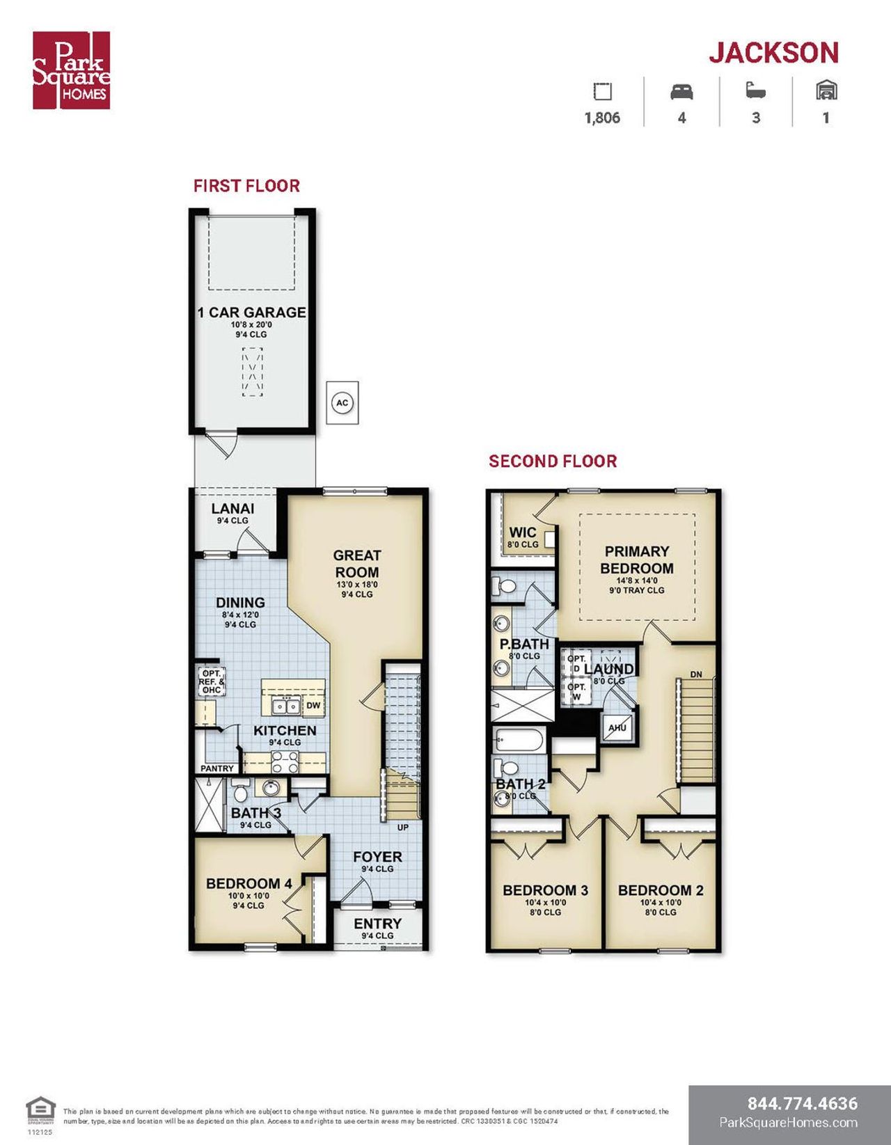 2D floor plan layout of this home in The Residences at Emerson Park, Apopka, FL (Image 2).