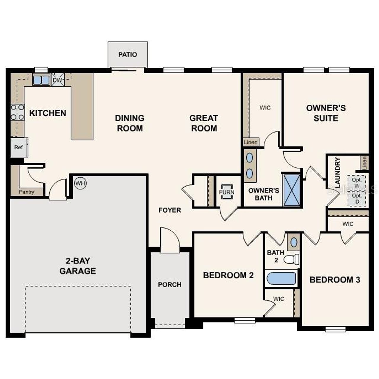 2D floor plan layout of this home in Grand Oaks, Avon Park, FL (Image 2).