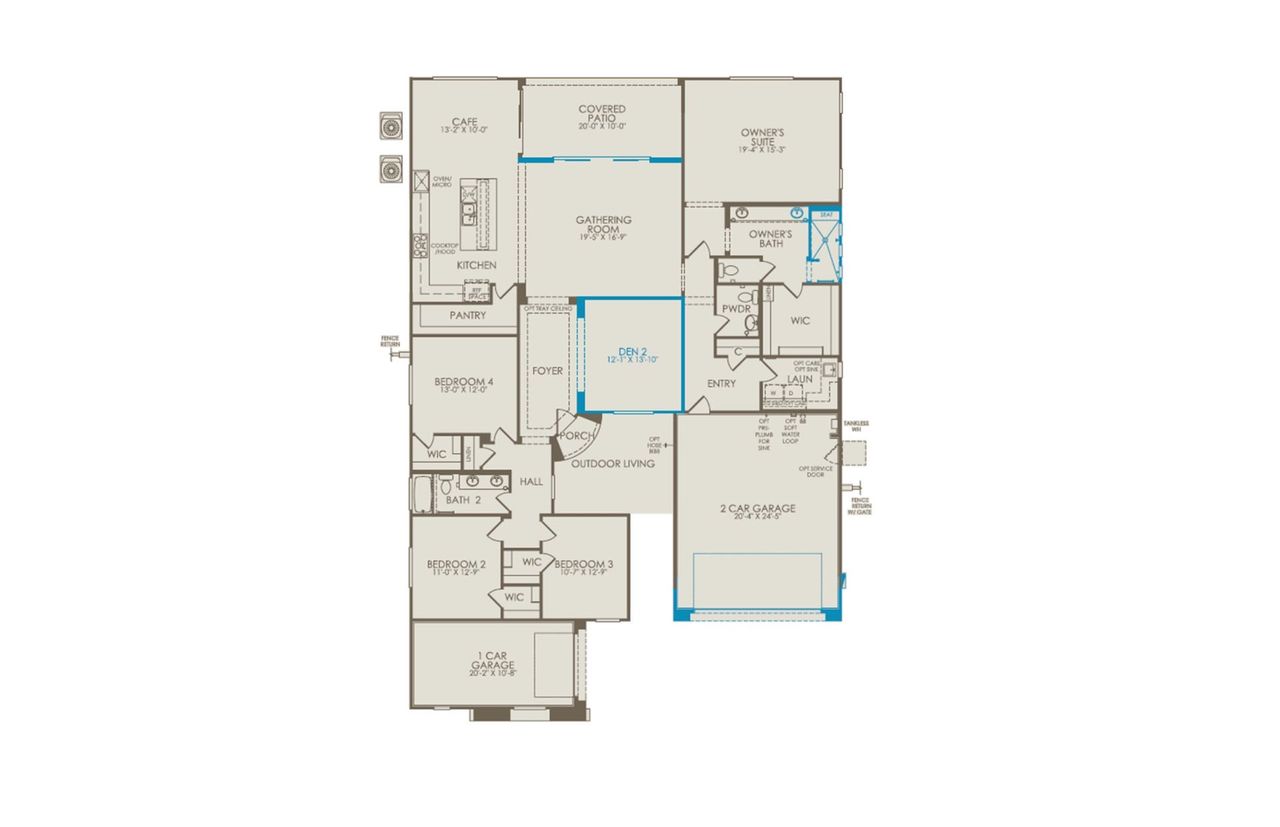2D floor plan layout of this home in Vistoso Canyon Estates, Oro Valley, AZ (Image 2).