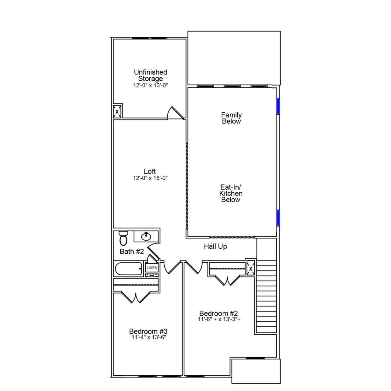 2D floor plan layout of this home in Ovation at Sweetbrier, Durham, NC (Image 2).
