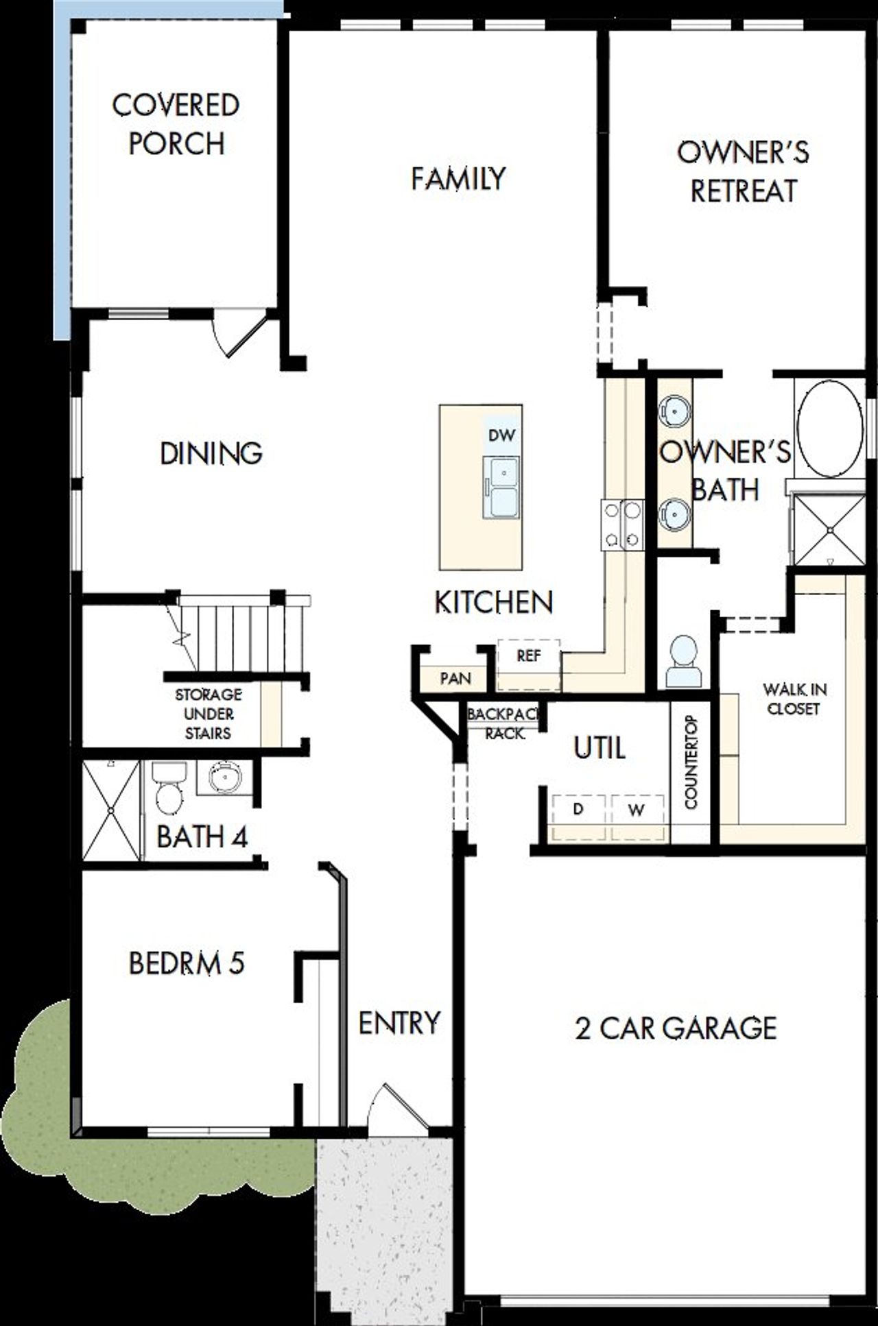 2D floor plan layout of this home in The Preserve at Five Oaks, Lebanon, TN (Image 2).