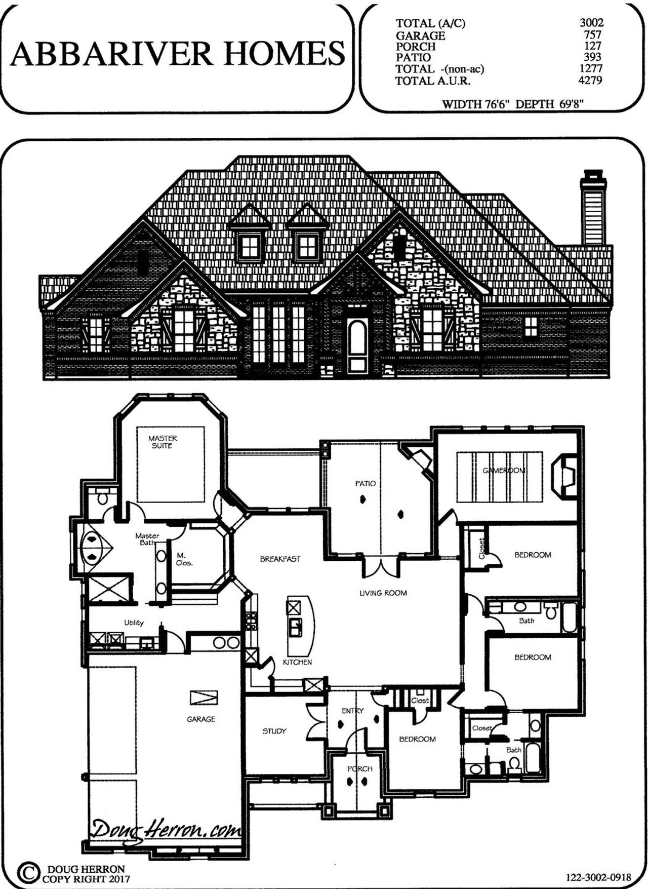 2D floor plan layout for the 122-3002-0918 by Abba River Homes in Stanford Estates, Springtown, TX (Image 2). 2D floor plan layout for the 122-3002-0918 by Abba River Homes in Stanford Estates, Springtown, TX (Image 2).